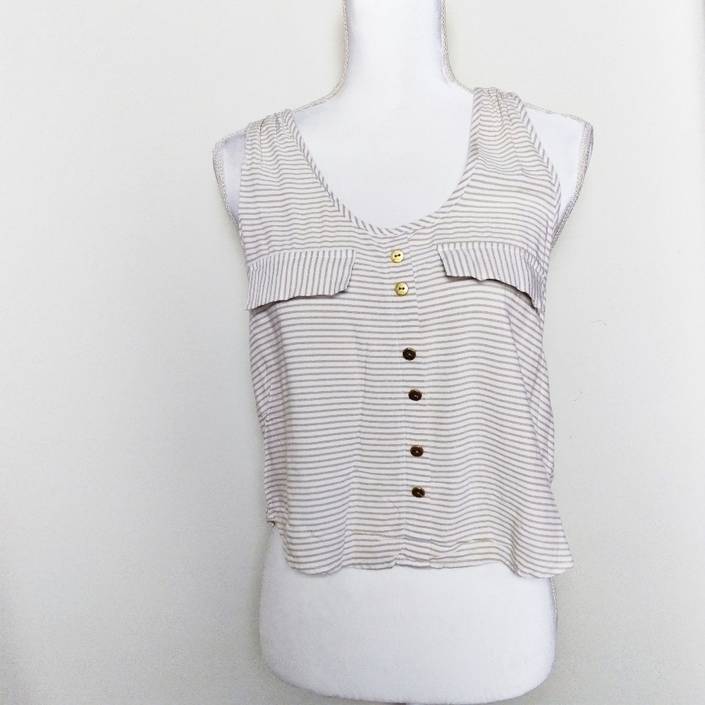 Poetry Racerback Striped Sleeveless Blouse